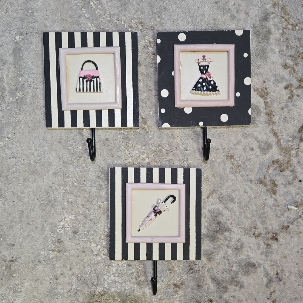 Pottery Barn Striped and Polka Dot Wall Hooks
